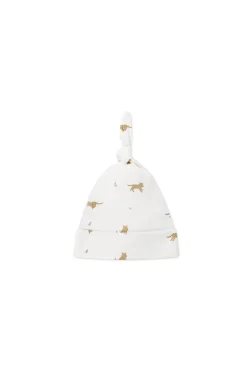 Organic Cotton Knot Beanie - Lenny Leopard Cloud