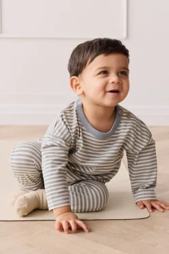 Organic Cotton Levi Long Sleeve Top - Narrow Stripe Dawn/Cassava