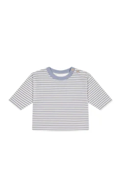 Organic Cotton Levi Long Sleeve Top - Narrow Stripe Dawn/Cassava