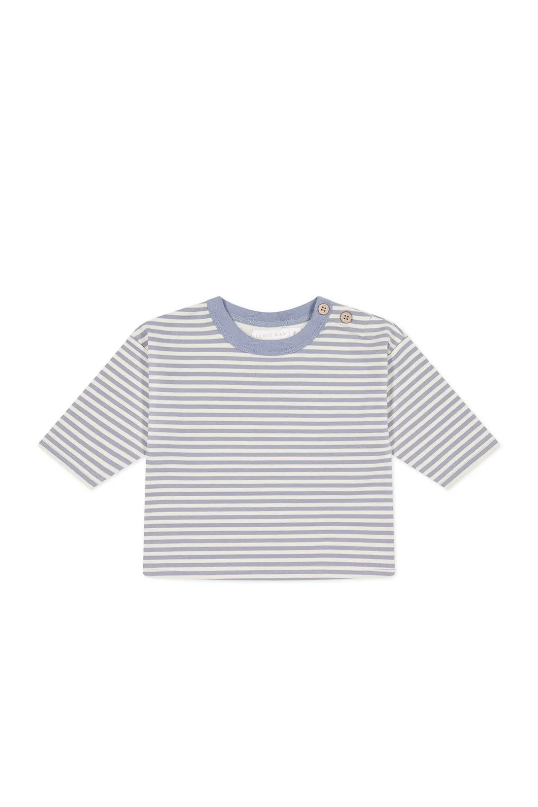Organic Cotton Levi Long Sleeve Top - Narrow Stripe Dawn/Cassava