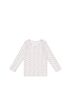 Organic Cotton Long Sleeve Top - Rose Floral Pink