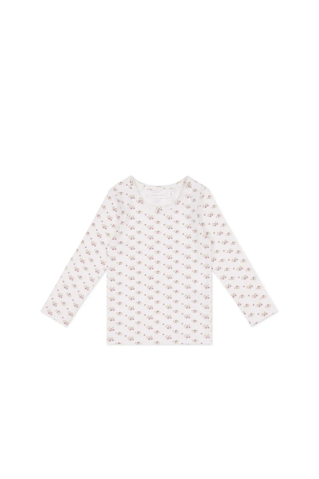 Organic Cotton Long Sleeve Top - Rose Floral Pink