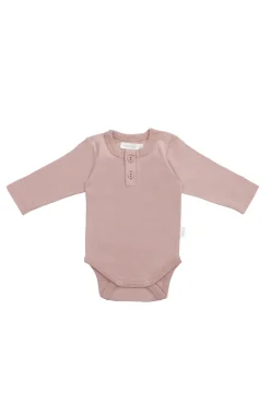 Organic Cotton Long Sleeve Bodysuit - Powder Pink