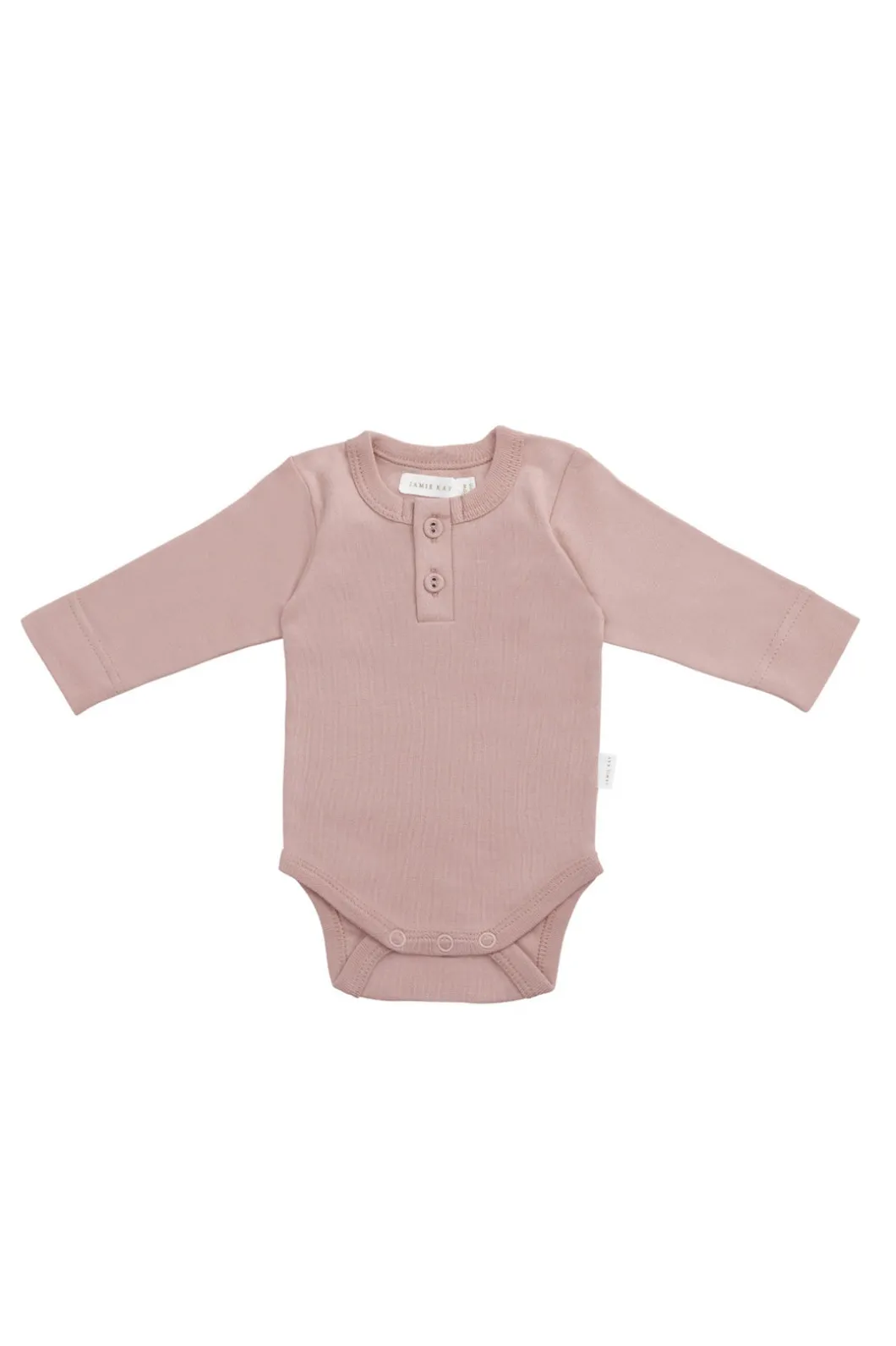 Organic Cotton Long Sleeve Bodysuit - Powder Pink