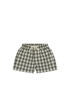 Organic Cotton Louis Short - Gingham Grape Leaf