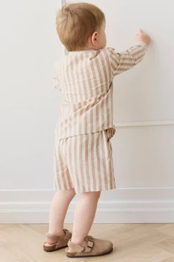 Organic Cotton Louis Short - Vertical Stripe Tiger/Cloud