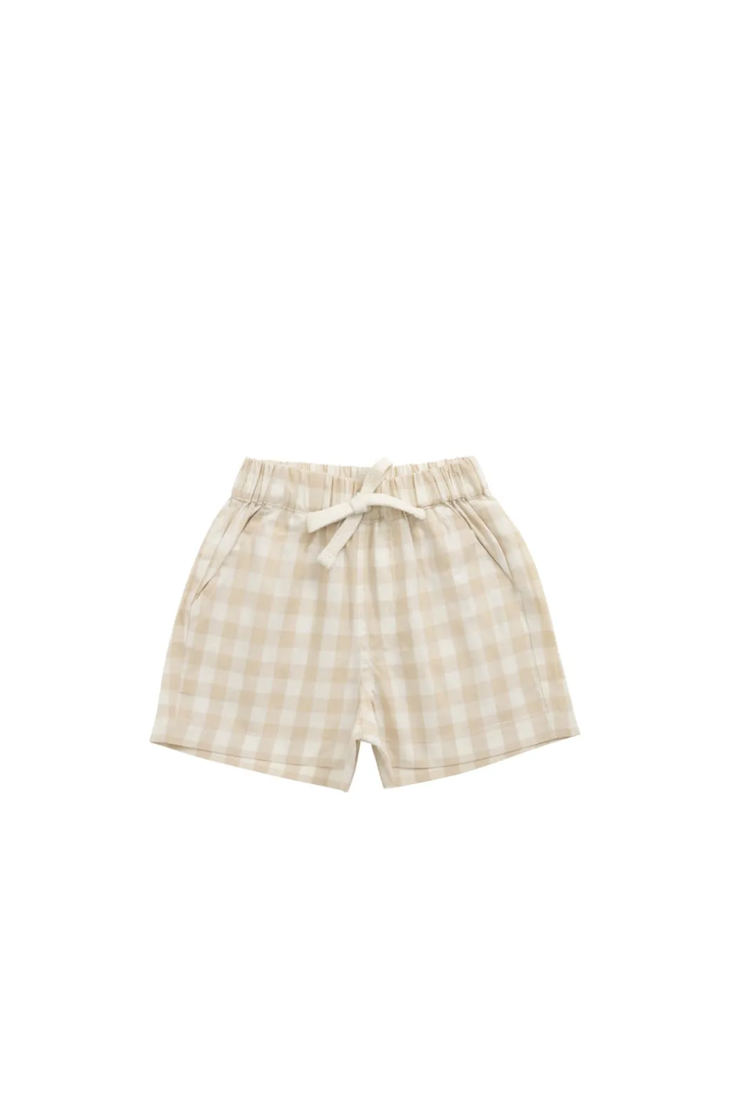 Organic Cotton Louis Short - Gingham Pale Khaki