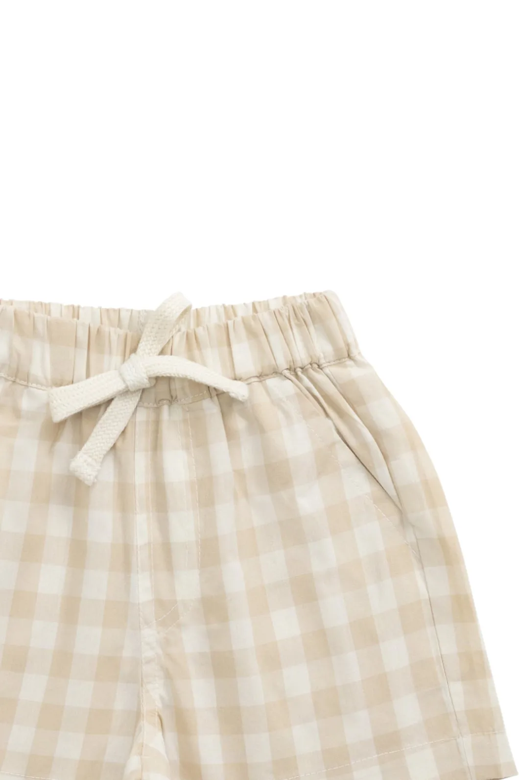 Organic Cotton Louis Short - Gingham Pale Khaki