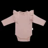 Organic Cotton Maddie Long Sleeve Bodysuit - Powder Pink