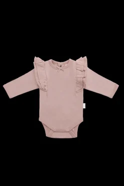 Organic Cotton Maddie Long Sleeve Bodysuit - Powder Pink
