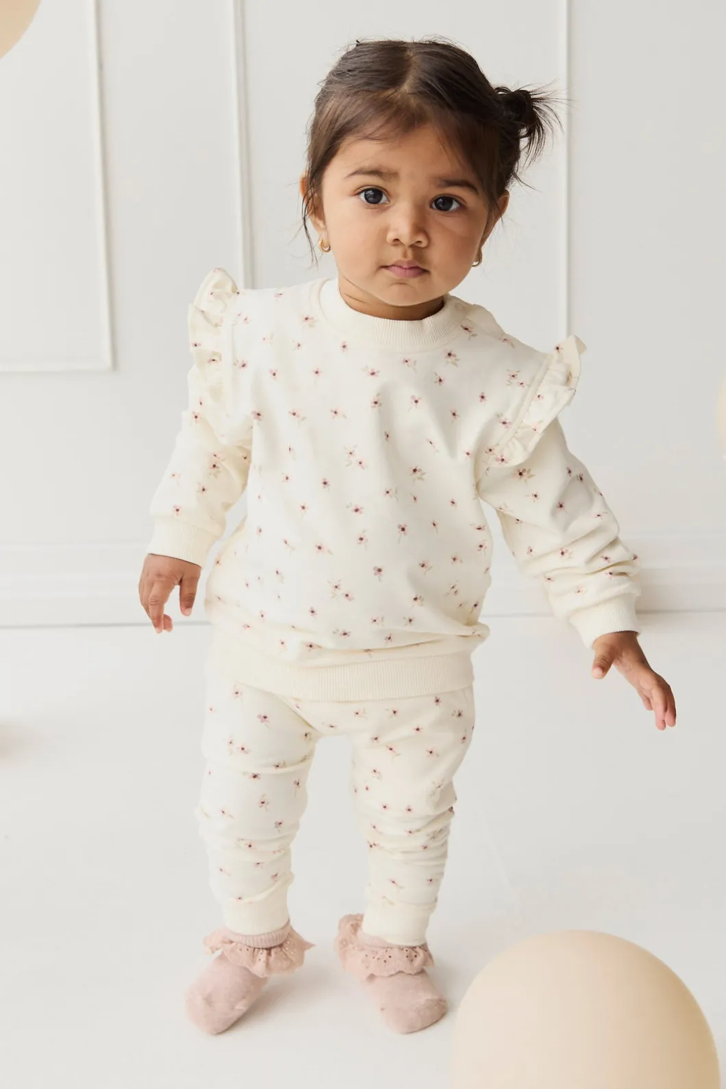 Organic Cotton Maple Sweatshirt - Simple Flowers Egret