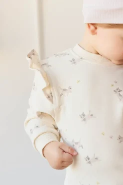 Organic Cotton Maple Sweatshirt - Playful Kittens Whisper White Large