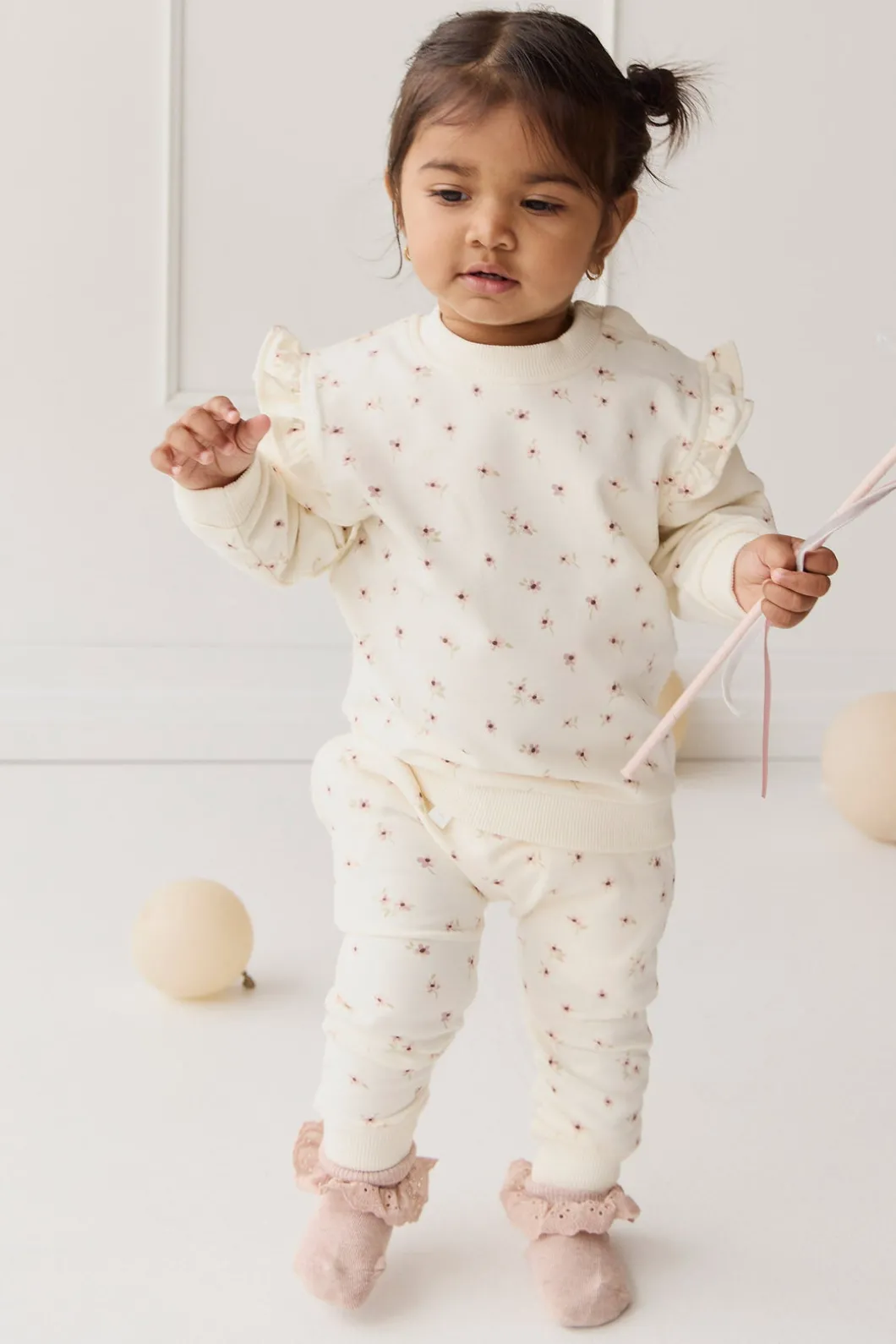 Organic Cotton Maple Sweatshirt - Simple Flowers Egret