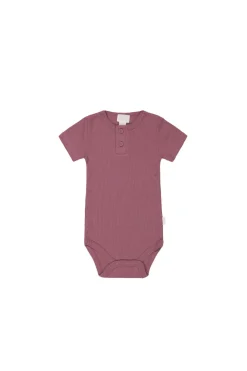 Organic Cotton Modal Darcy Rib Tee Bodysuit - Rosette