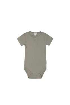 Organic Cotton Modal Darcy Rib Tee Bodysuit - Twig