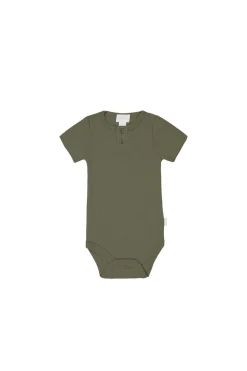 Organic Cotton Modal Darcy Rib Tee Bodysuit - Sicilian Olive