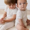 Organic Cotton Modal Darcy Rib Tee Bodysuit - Oatmeal Marle