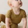 Organic Cotton Modal Darcy Rib Tee Bodysuit - Buffalo