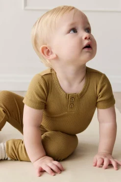 Organic Cotton Modal Darcy Rib Tee Bodysuit - Buffalo