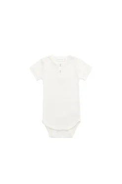 Organic Cotton Modal Darcy Rib Tee Bodysuit - Milk