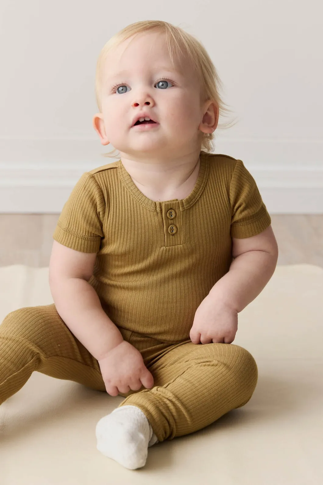 Organic Cotton Modal Darcy Rib Tee Bodysuit - Buffalo