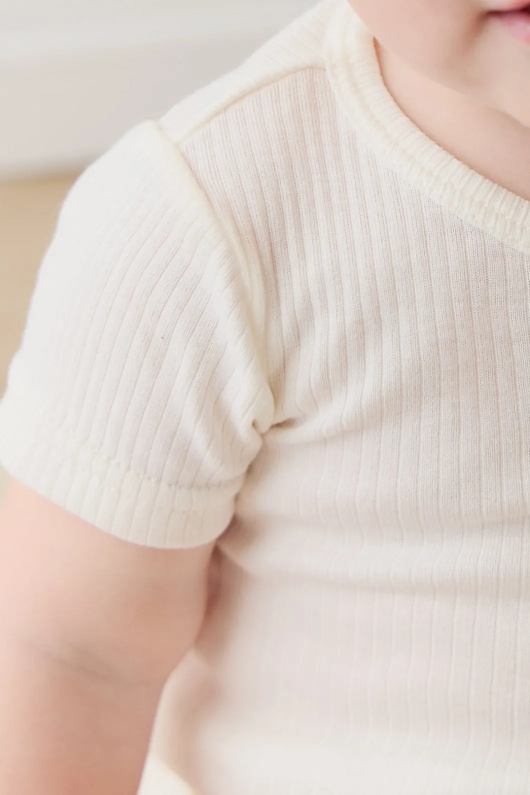 Organic Cotton Modal Darcy Rib Tee Bodysuit - Milk