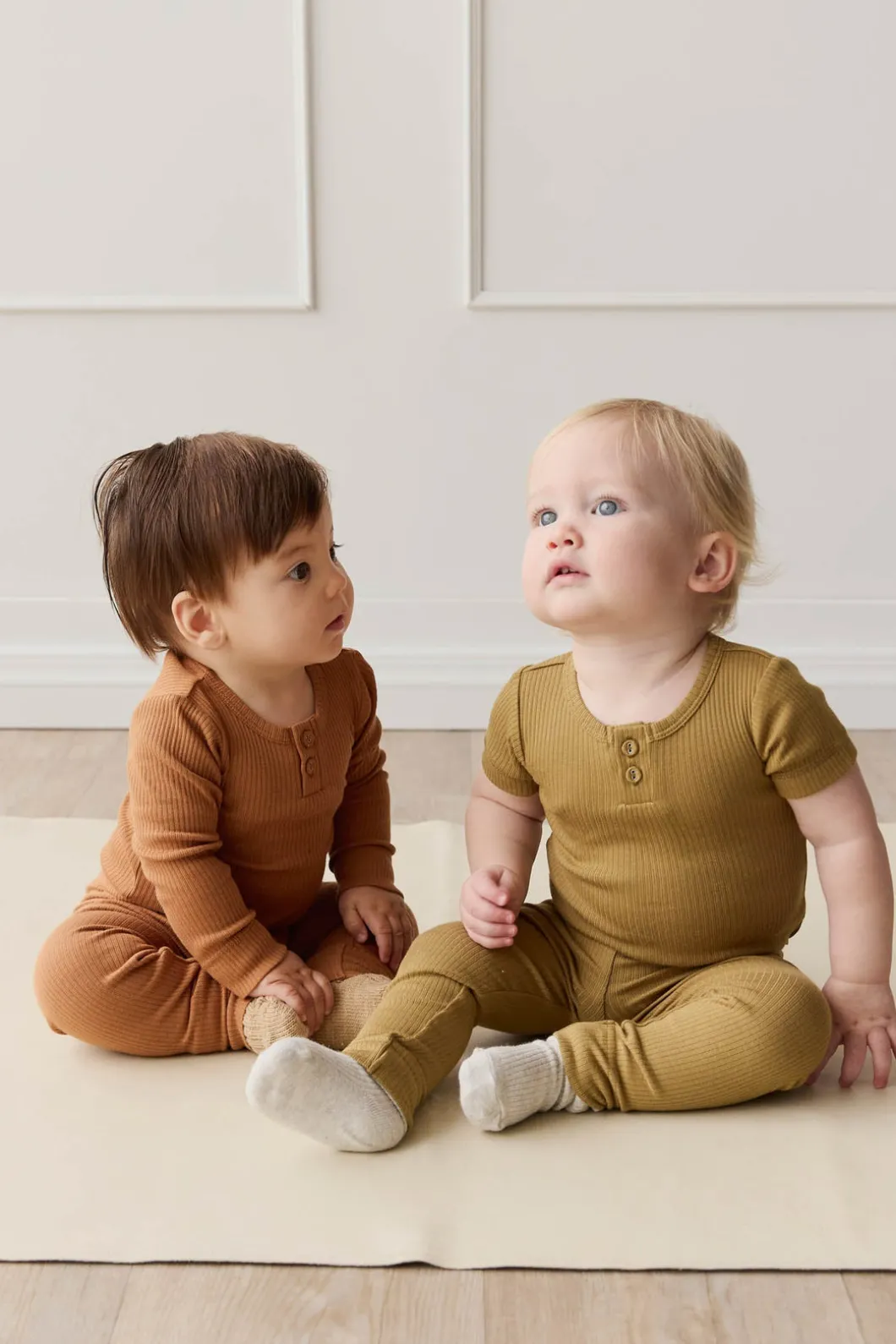 Organic Cotton Modal Darcy Rib Tee Bodysuit - Buffalo