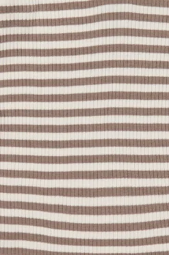 Organic Cotton Modal Darcy Rib Tee Bodysuit - Narrow Stripe Tweed/Cloud