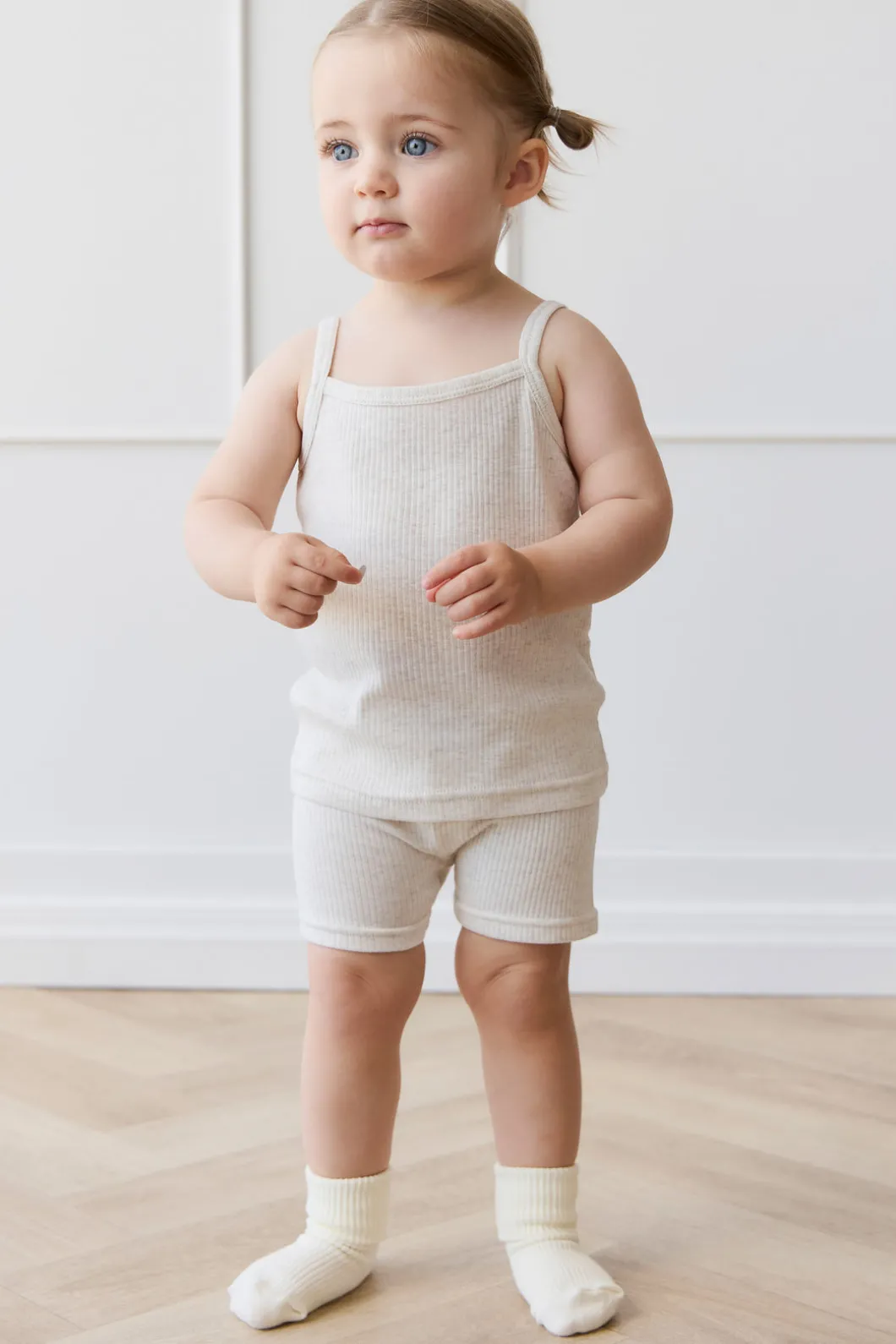 Organic Cotton Modal Elisa Bike Short - Oatmeal Marle