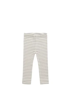 Organic Cotton Modal Everyday Legging - Narrow Stripe Gazelle/Oat