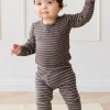 Organic Cotton Modal Everyday Legging - Daily Stripe Wolf/Cloud