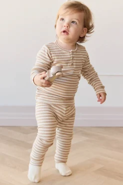 Organic Cotton Modal Everyday Legging - Narrow Stripe Baker/Cloud