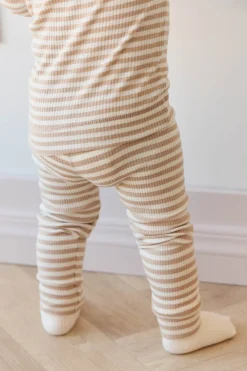 Organic Cotton Modal Everyday Legging - Narrow Stripe Baker/Cloud