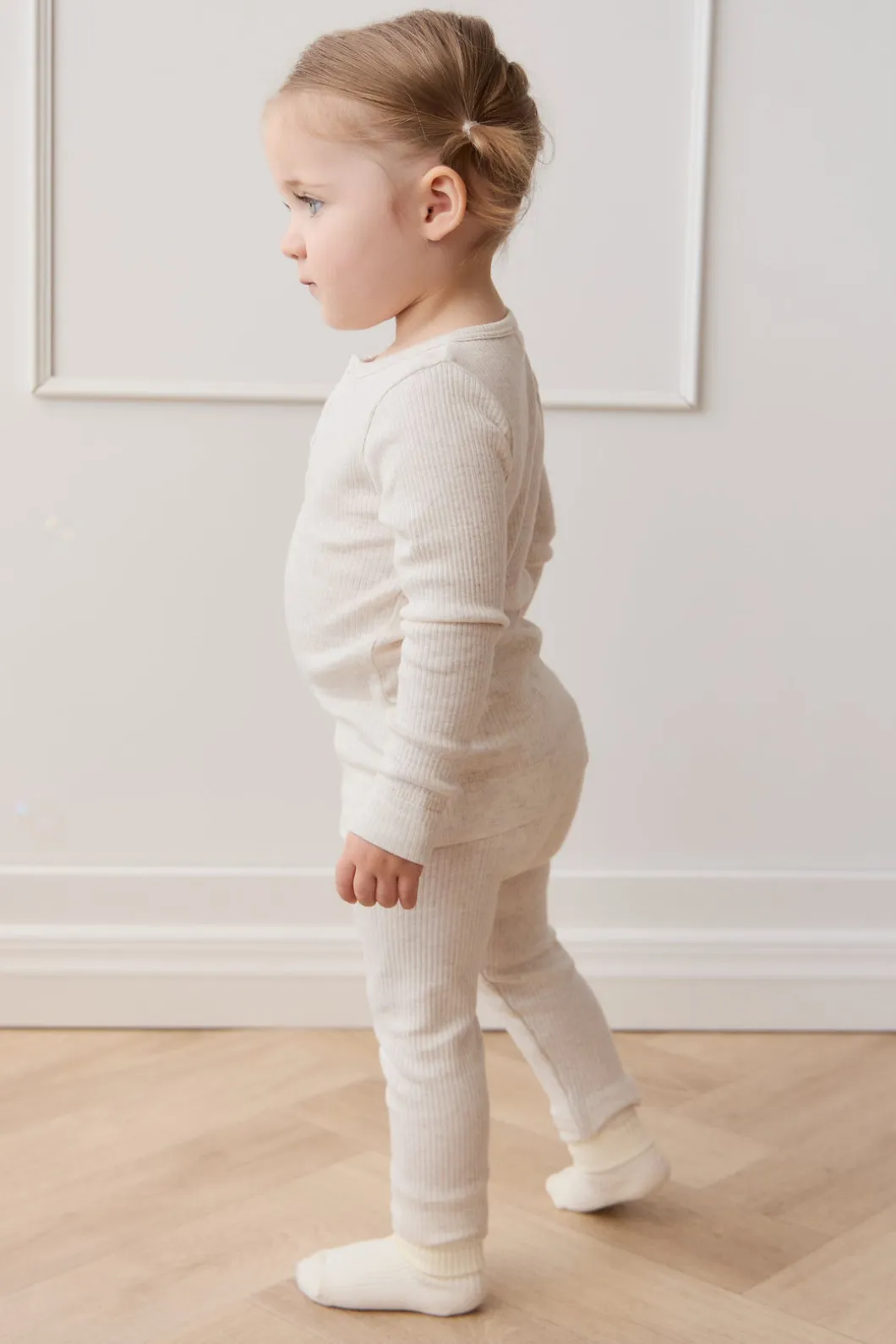 Organic Cotton Modal Everyday Legging - Oatmeal Marle