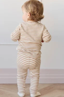 Organic Cotton Modal Everyday Legging - Narrow Stripe Baker/Cloud