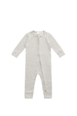 Organic Cotton Modal Frankie Onepiece - Narrow Stripe Gazelle/Oat