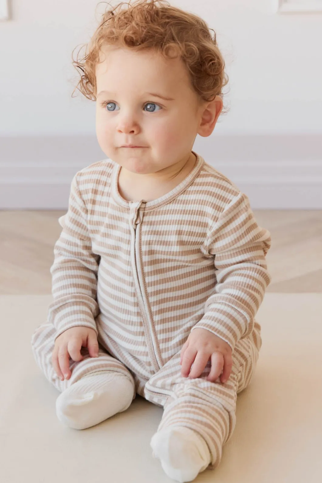 Organic Cotton Modal Gracelyn Onepiece - Narrow Stripe Baker/Cloud