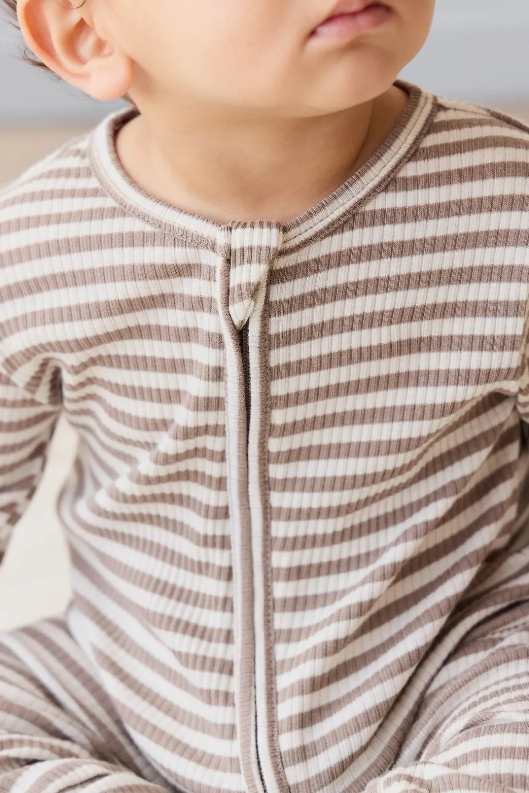 Organic Cotton Modal Gracelyn Onepiece - Narrow Stripe Tweed/Cloud