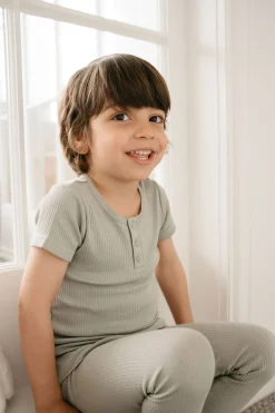 Organic Cotton Modal Henley Tee - Willow