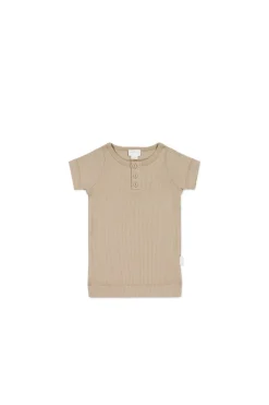 Organic Cotton Modal Henley Tee - Fawn