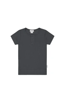 Organic Cotton Modal Henley Tee - Icelandic Marle