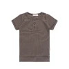 Organic Cotton Modal Henley Tee - Little Stripe Earth/Cloud