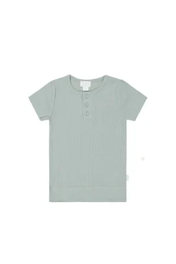Organic Cotton Modal Henley Tee - Mineral
