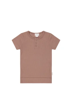 Organic Cotton Modal Henley Tee - Powder