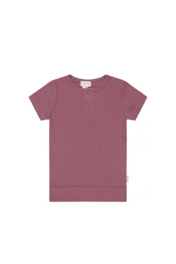 Organic Cotton Modal Henley Tee - Rosette
