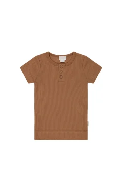 Organic Cotton Modal Henley Tee - Baker