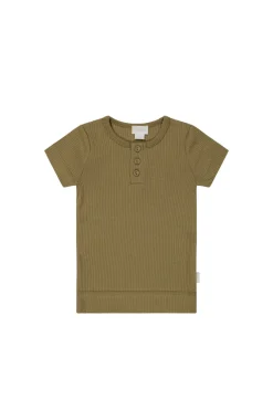 Organic Cotton Modal Henley Tee - Buffalo