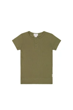 Organic Cotton Modal Henley Tee - Herb