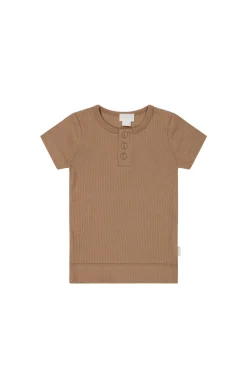 Organic Cotton Modal Henley Tee - Desert