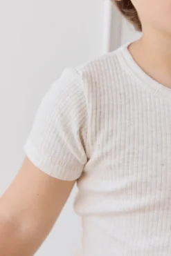 Organic Cotton Modal Henley Tee - Oatmeal Marle
